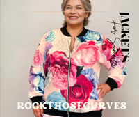 ROCKTHOSECURVES PINK BLUE BOLD ZIP UP BOMBER JACKET