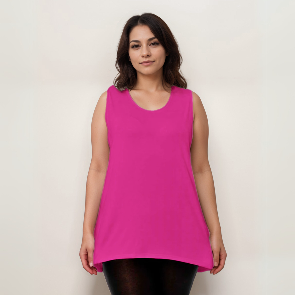 Plus-Size Sleeveless Vest with Cut-Side DetailFUCHSIA / UK 12-14
