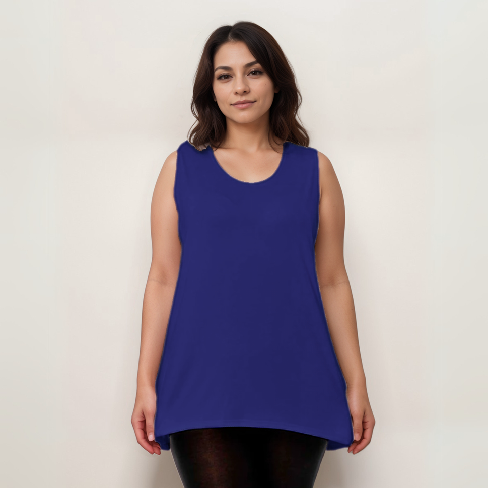 Plus-Size Sleeveless Vest with Cut-Side DetailNAVY BLUE / UK 12-14