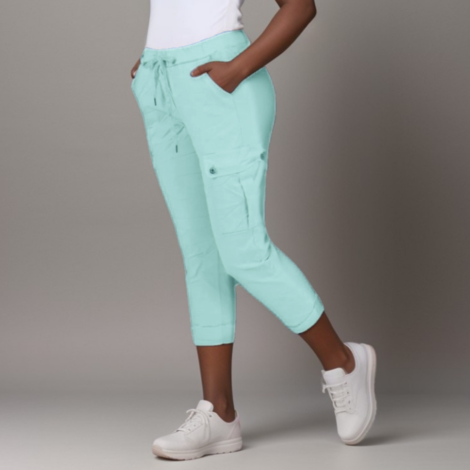 Super-Stretch High-Rise Elastic-Waist Cargo Magic TrousersMINT / UK 12-14