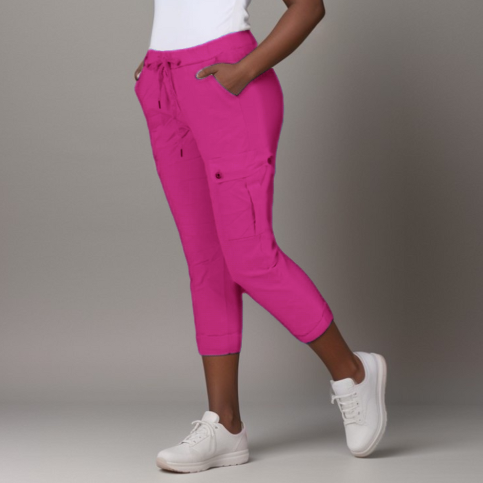 Super-Stretch High-Rise Elastic-Waist Cargo Magic TrousersFUCHSIA / UK 12-14