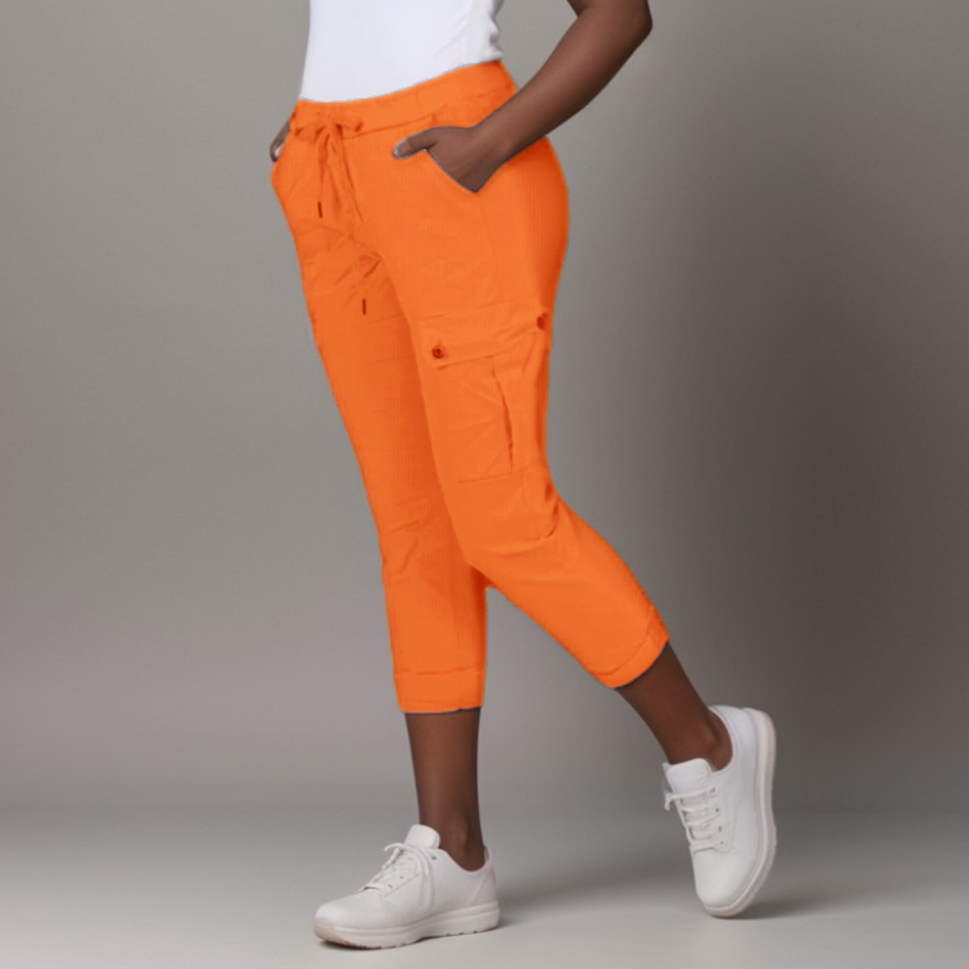 Super-Stretch High-Rise Elastic-Waist Cargo Magic TrousersOrange / UK 12-14