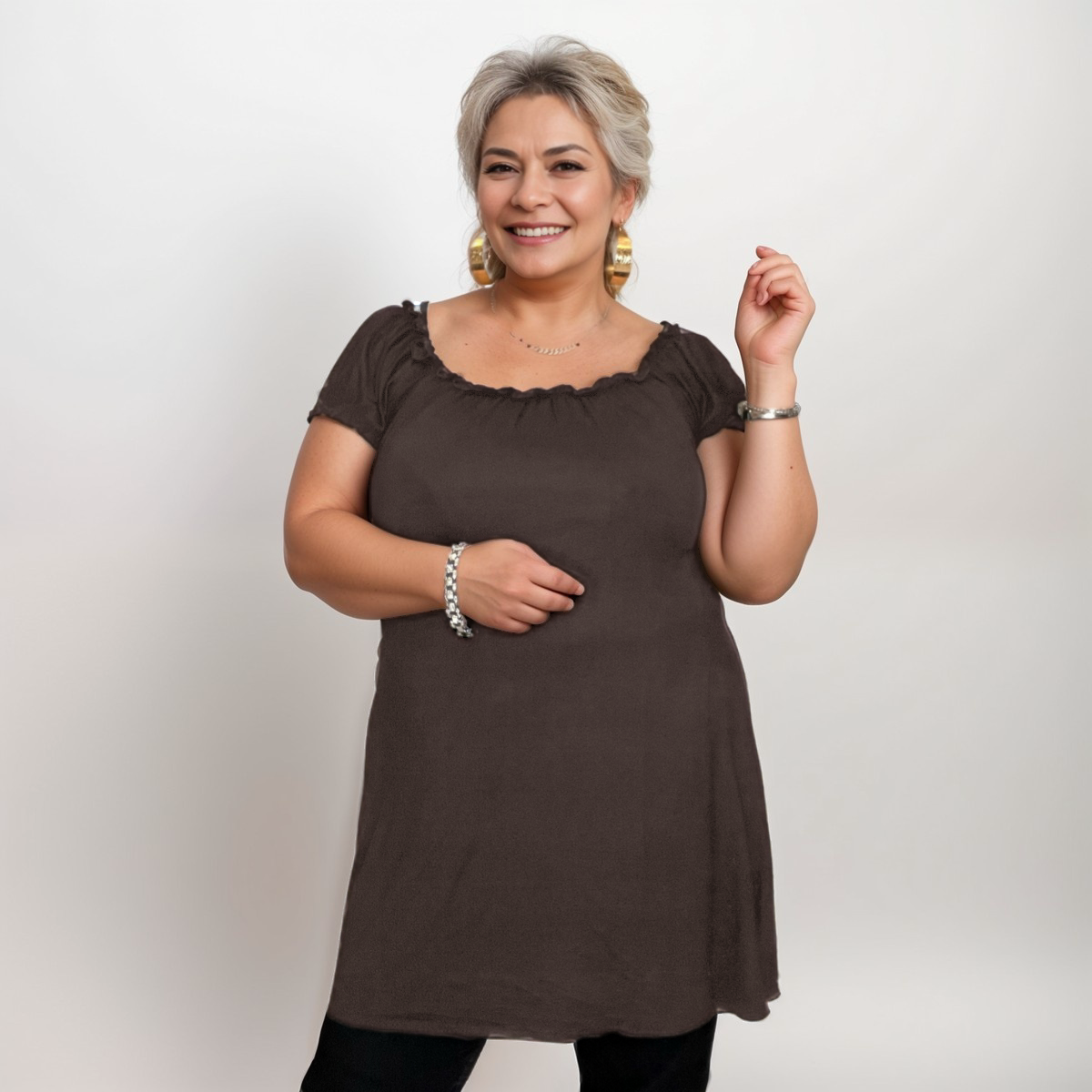 Longline Off-Shoulder Bardot Top / T-Shirt