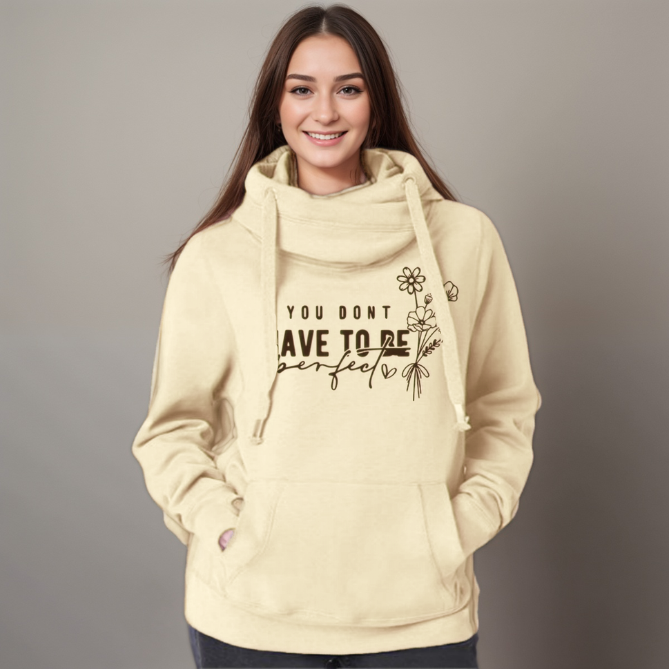 “You Don’t Have to Be Perfect” Cowl-Neck HoodieYELLOW / UK 8-10