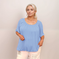 Plain Elasticated Neck & Waist T-Shirt