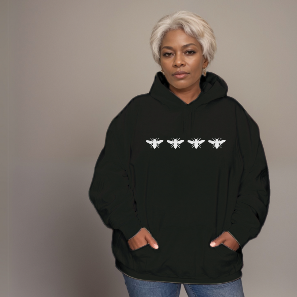 4 Bees Premium Cotton HoodieBLACK / UK 12-14