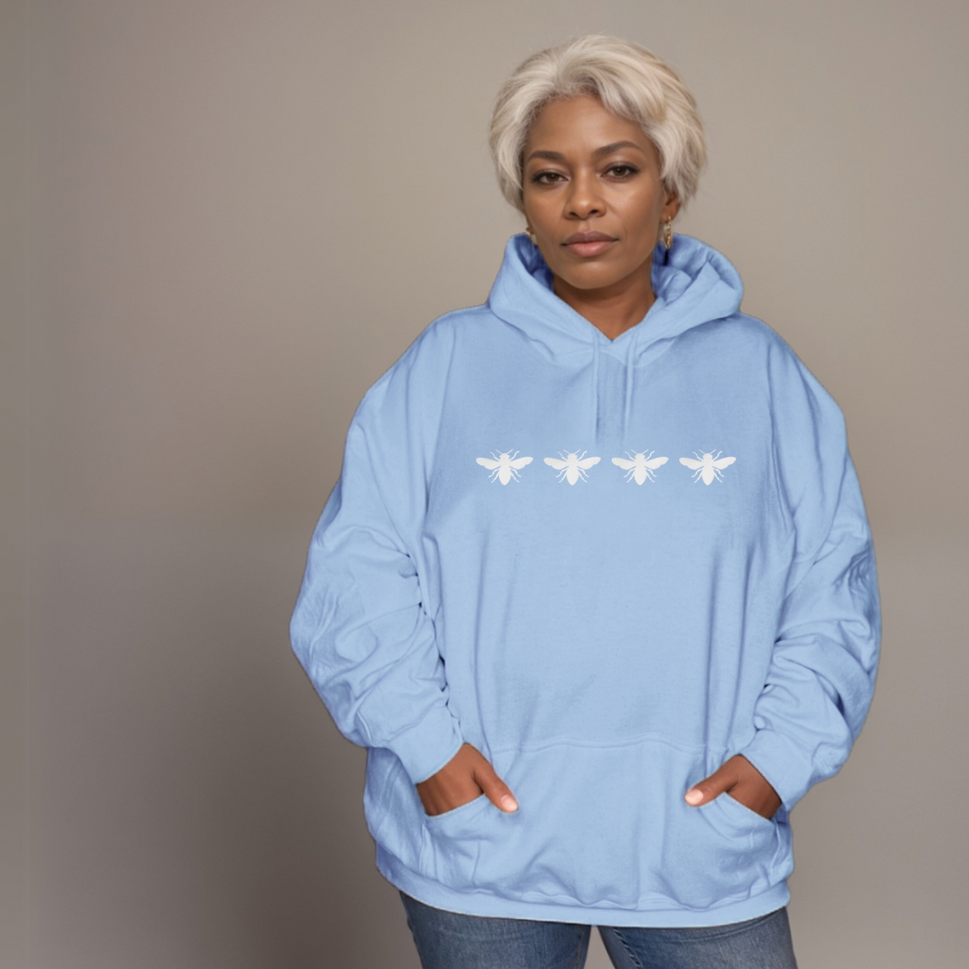 4 Bees Premium Cotton HoodiePALE BLUE / UK 12-14