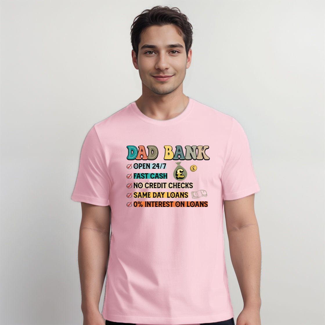 Men’s “Dad Bank” Short-Sleeve Cotton T-Shirt