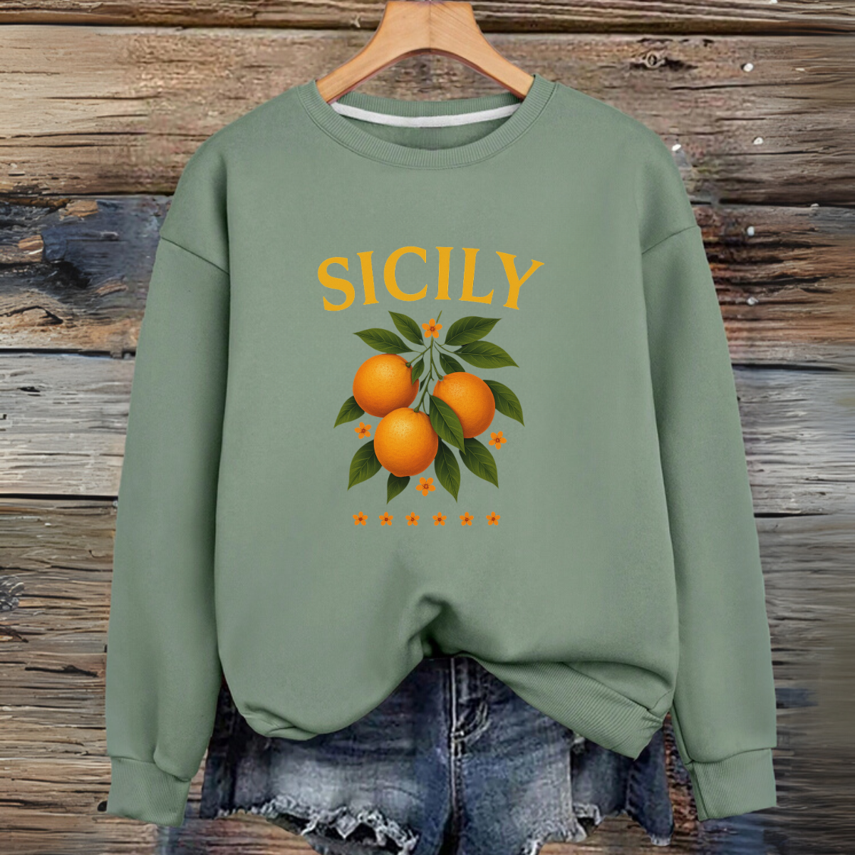 Sicily Premium Cotton Sweatshirt Oranges