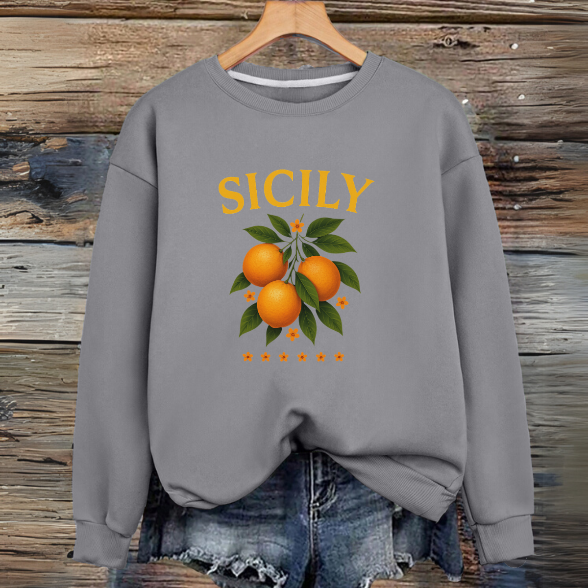 Sicily Premium Cotton Sweatshirt Oranges