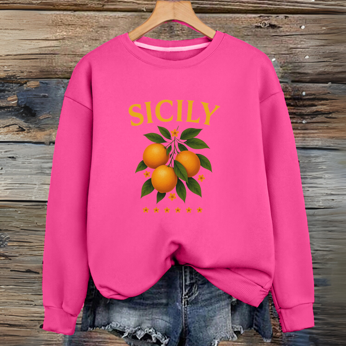 Sicily Premium Cotton Sweatshirt Oranges
