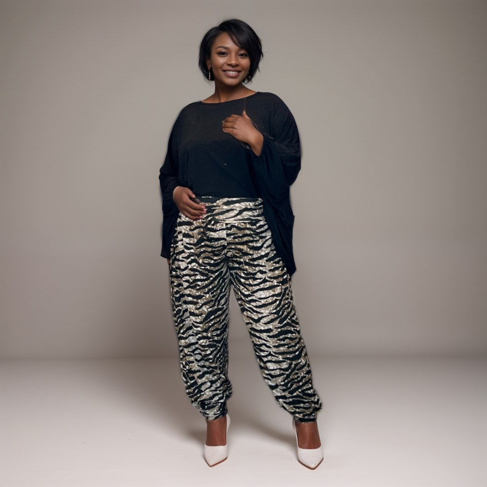 Tiger Print Harem Pants Plus Size