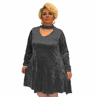 CRUSHED VELVET CHOKER NECK SWING TOP / DRESS