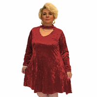 CRUSHED VELVET CHOKER NECK SWING TOP / DRESS