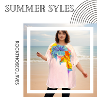 ROCKTHOSECURVES WHITE OVERSIZED BLOUSE WITH BRIGHT FLORAL PATTERN