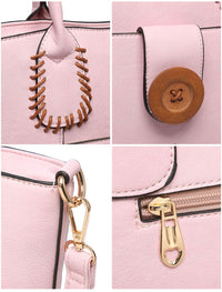 LARGE HANDBAG WITH DECORATIVE STITCHING + BUTTON DETAIL