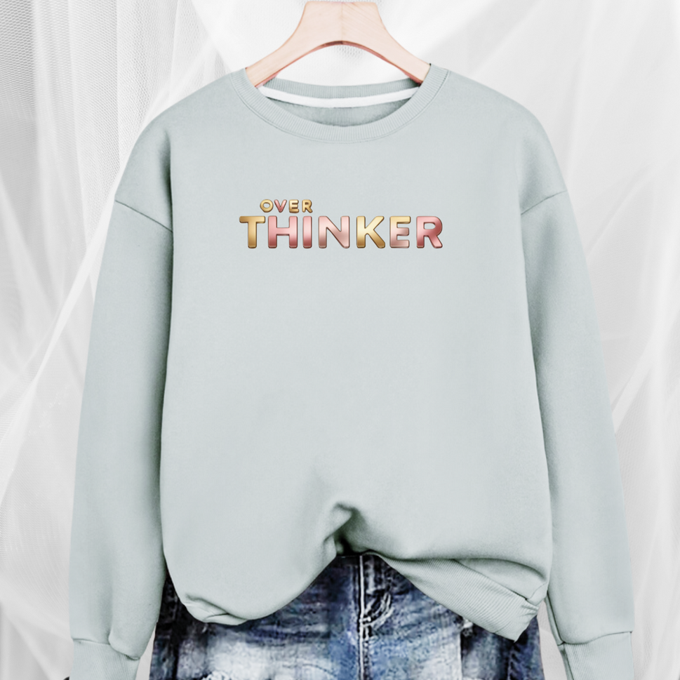Cotton Sweatshirt with “Over Thinker” Logo