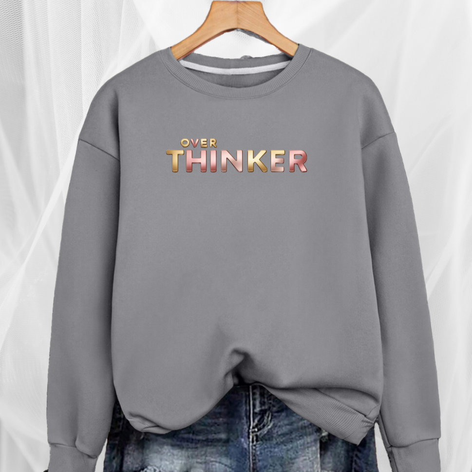 Cotton Sweatshirt with “Over Thinker” LogoGREY / UK 12-14
