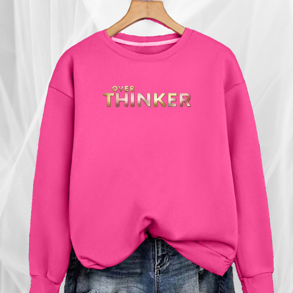 Cotton Sweatshirt with “Over Thinker” LogoFUCHSIA / UK 12-14