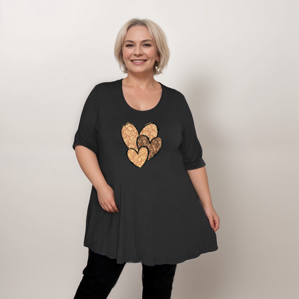 SWING TOP WITH CAMO + LEOPARD HEARTSBLACK ORANGE / UK 14