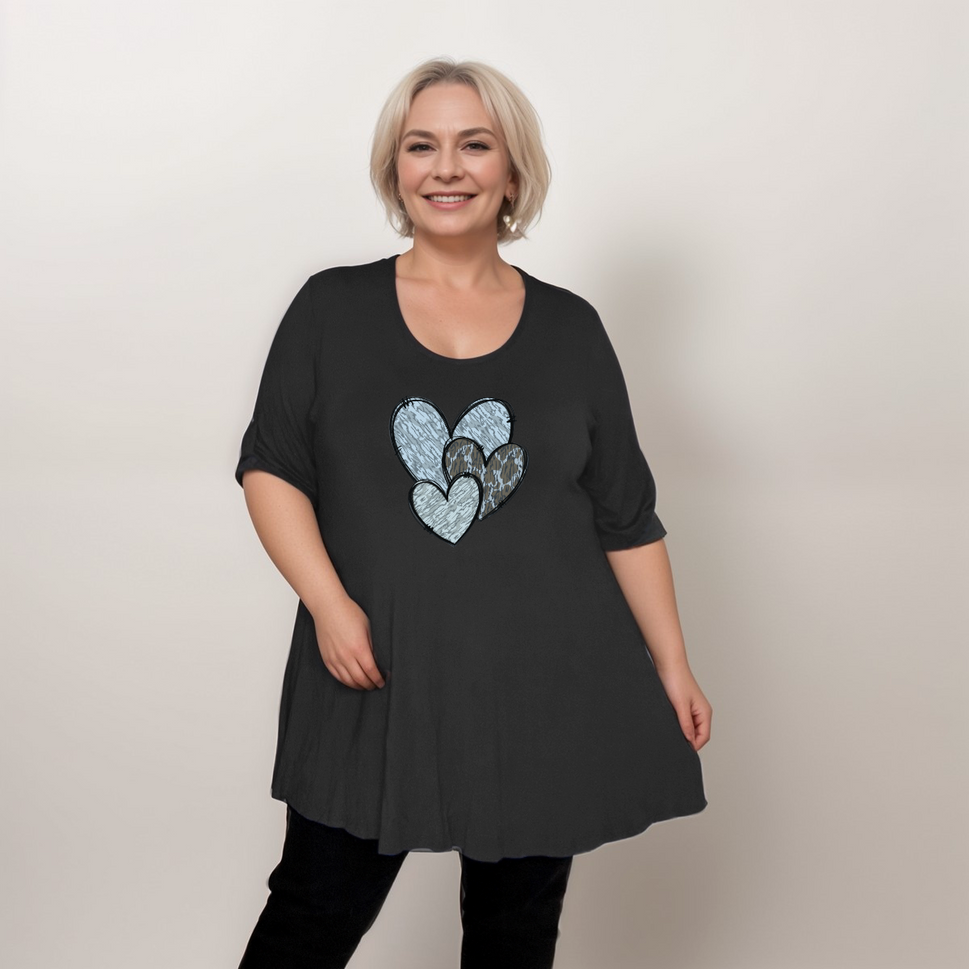 SWING TOP WITH CAMO + LEOPARD HEARTSBLACK BLUE / UK 14