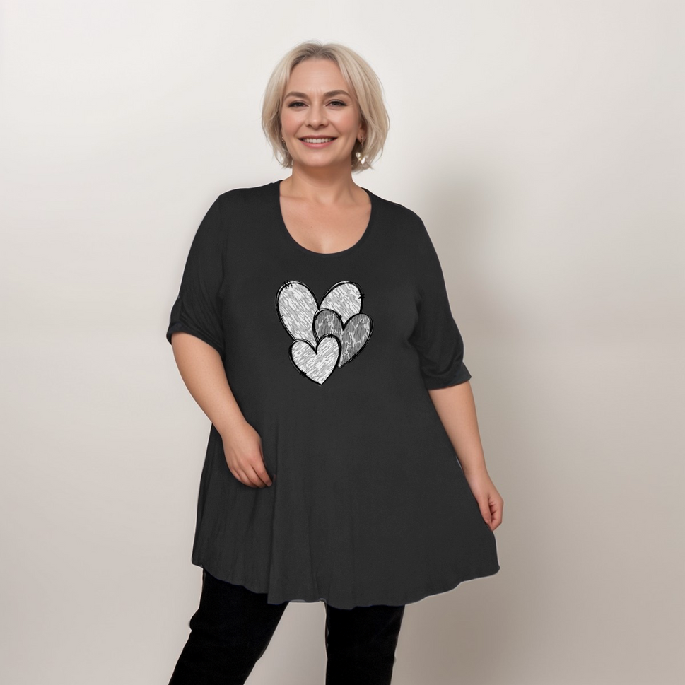 SWING TOP WITH CAMO + LEOPARD HEARTSBLACK GREY / UK 14
