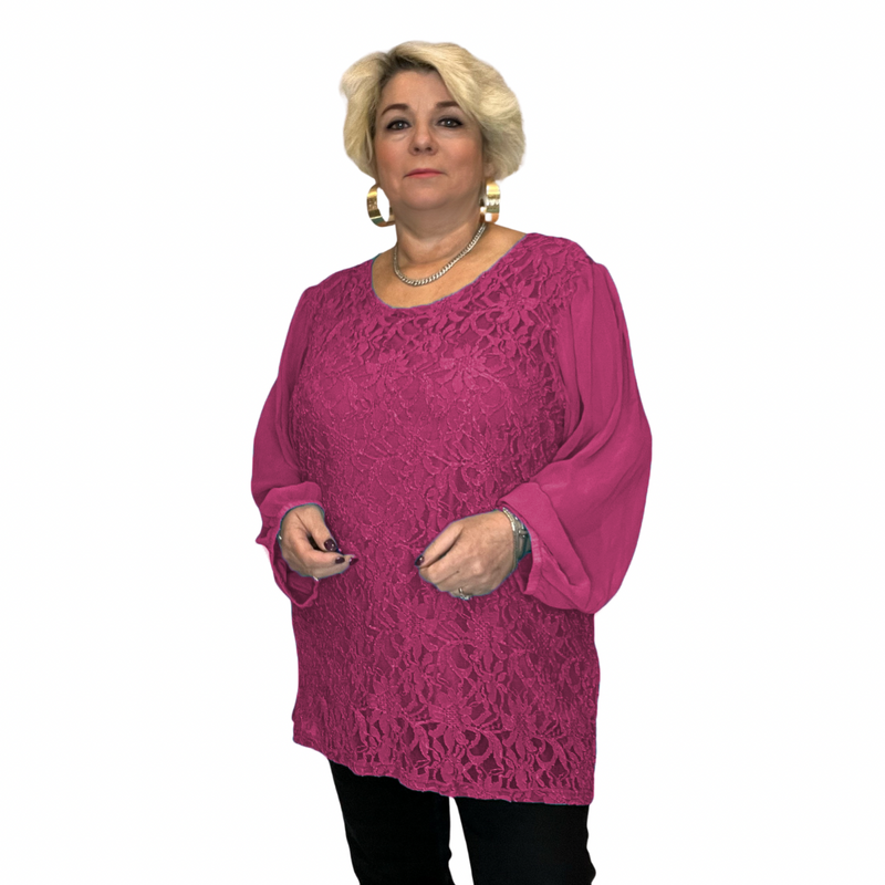 Lace top chiffon blouse