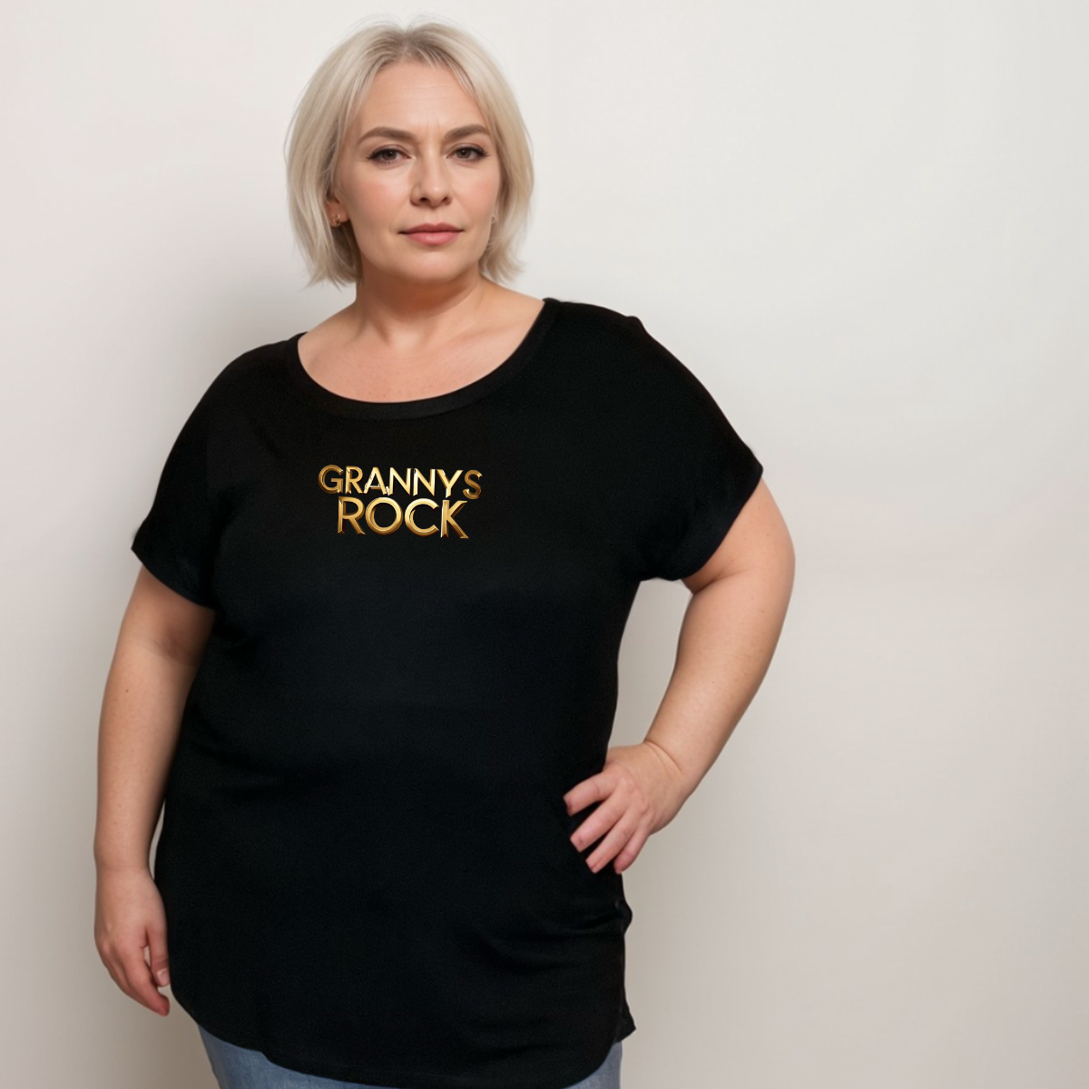 NANAS ROCK BLACK DIPPED HEM T-SHIRT