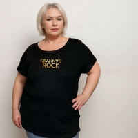 NANAS ROCK BLACK DIPPED HEM T-SHIRT