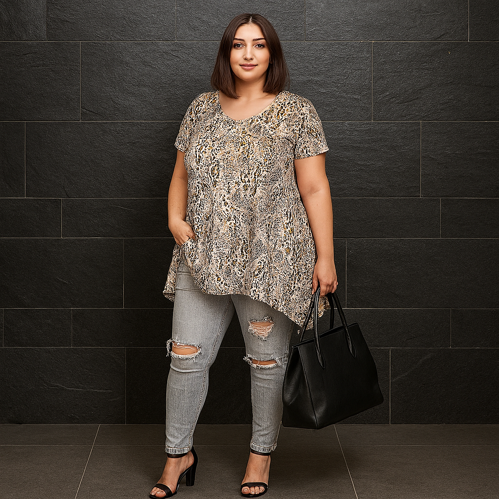 Grey / Bronze Hanky Hem Swing Top