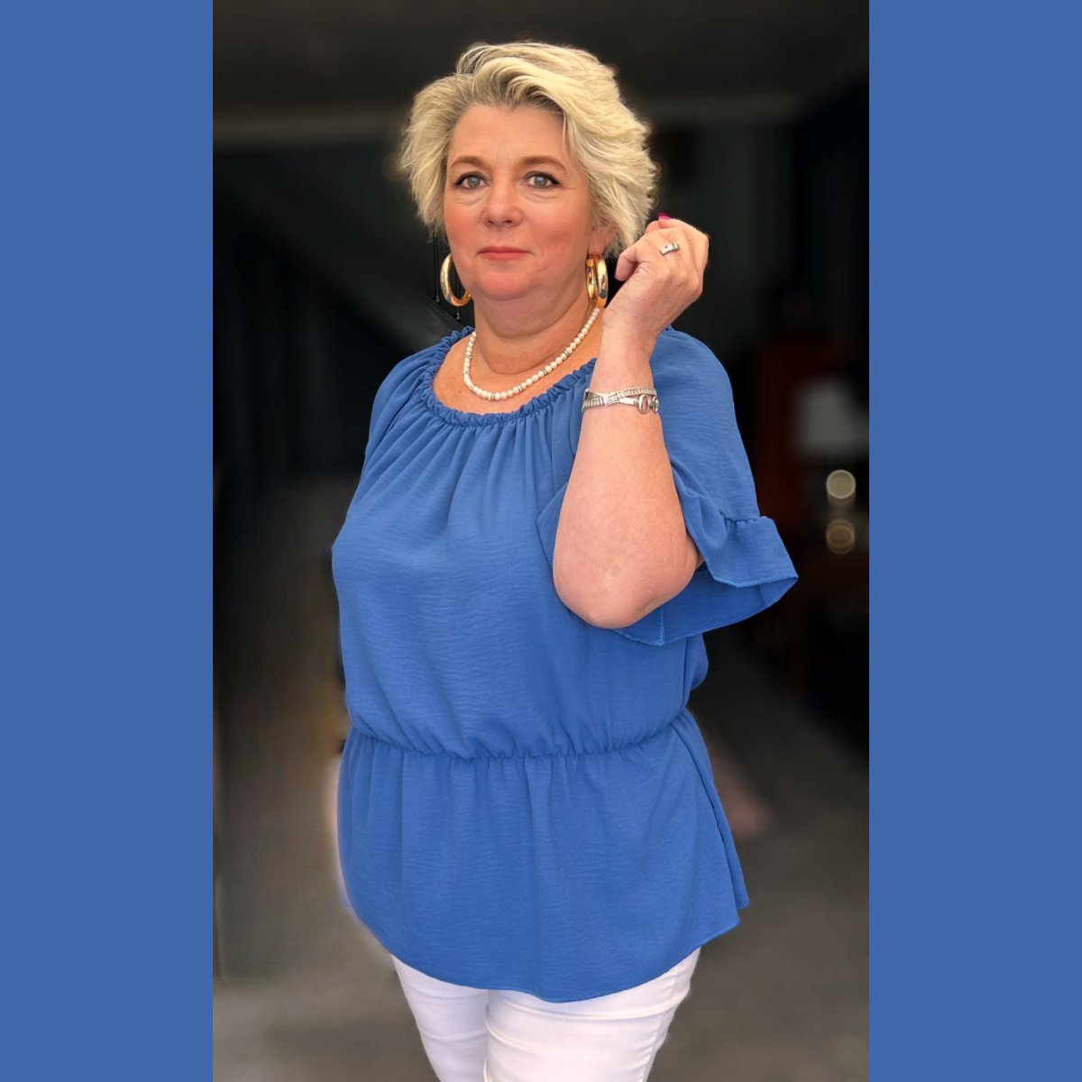 PEPLUM BRIGHTLY COLOURED OFF SHOULDER TOP BLOUSE