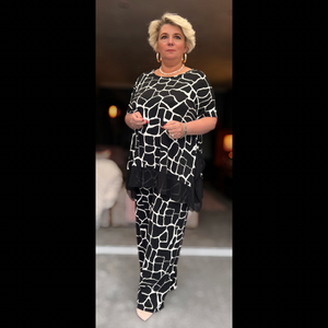 TWO PIECE LOOSE FITTING PALAZZO TROUSERS + LONG TOP OUTFIT SET