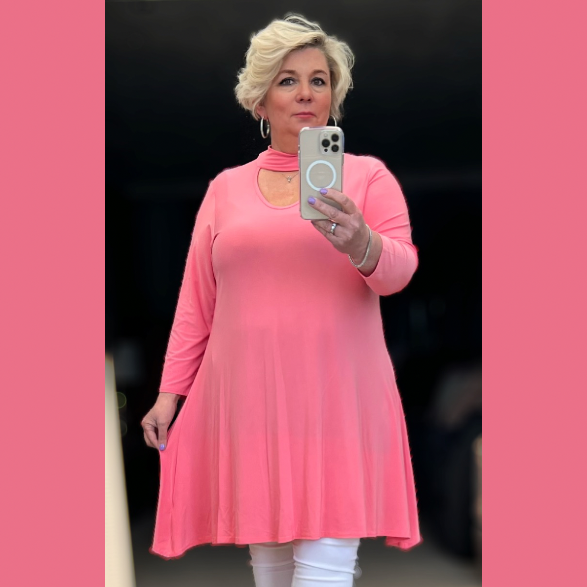 CHOKER NECK LONG SLEEVE SWING TOP