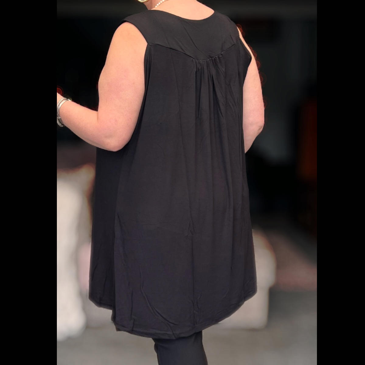 Sleeveless Long Tunic Top with Studs