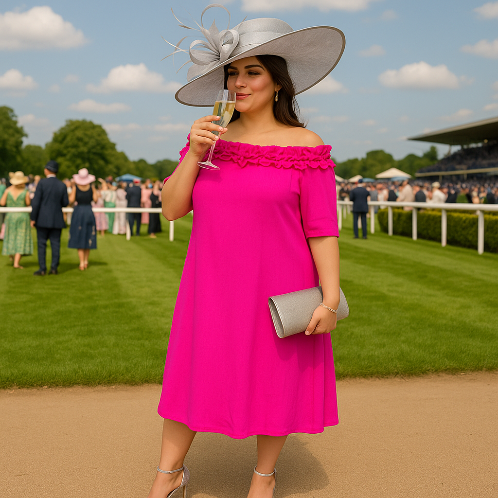Ruffled Neckline Off Shoulder Pretty Dress