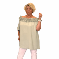 Ruffled Neckline Off Shoulder Blouse