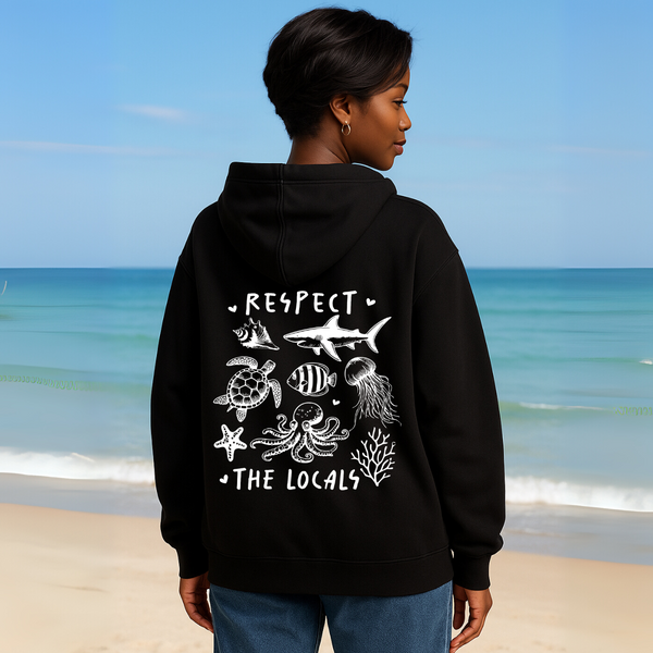 Premium Cotton Zip Up Hoodie - Sea Life Print