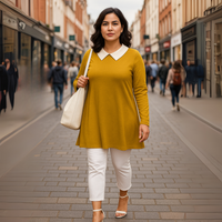 Peter Pan Collar Long Sleeve Swing Top
