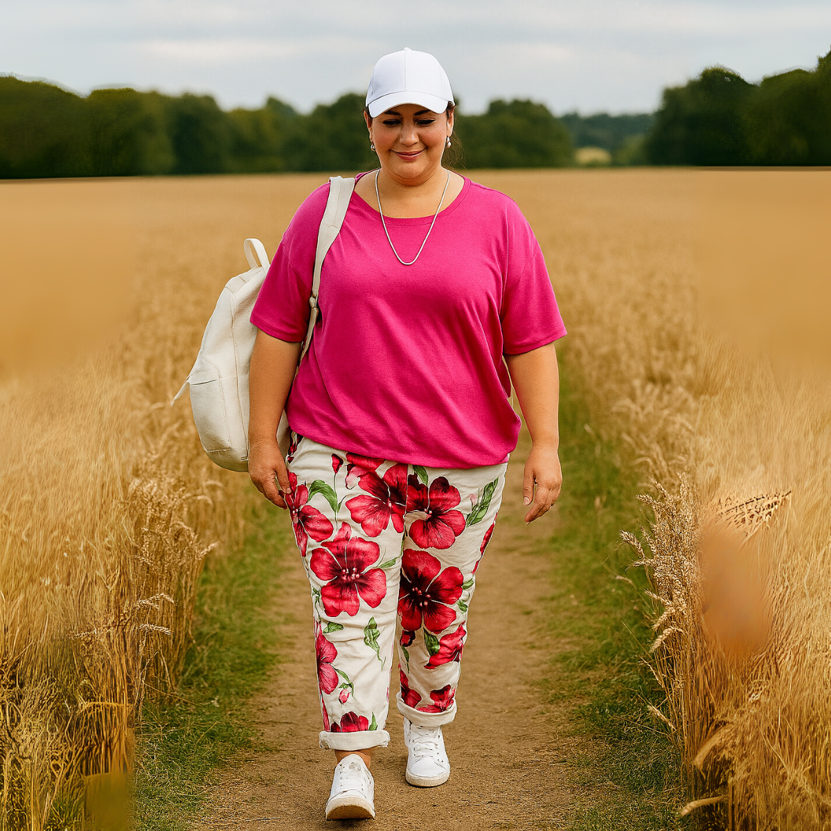 Bright Floral Elastic Waist Joggers