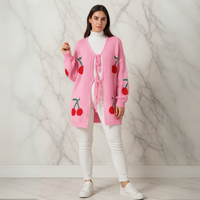 Tie Front Cherry Cardigan