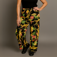 Black Yellow Tropical High Waist Palazzo Trousers