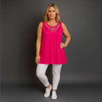 Sleeveless Long Tunic Top with Studs