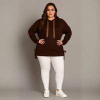 Super Soft Long Hoodie with Leopard Bows