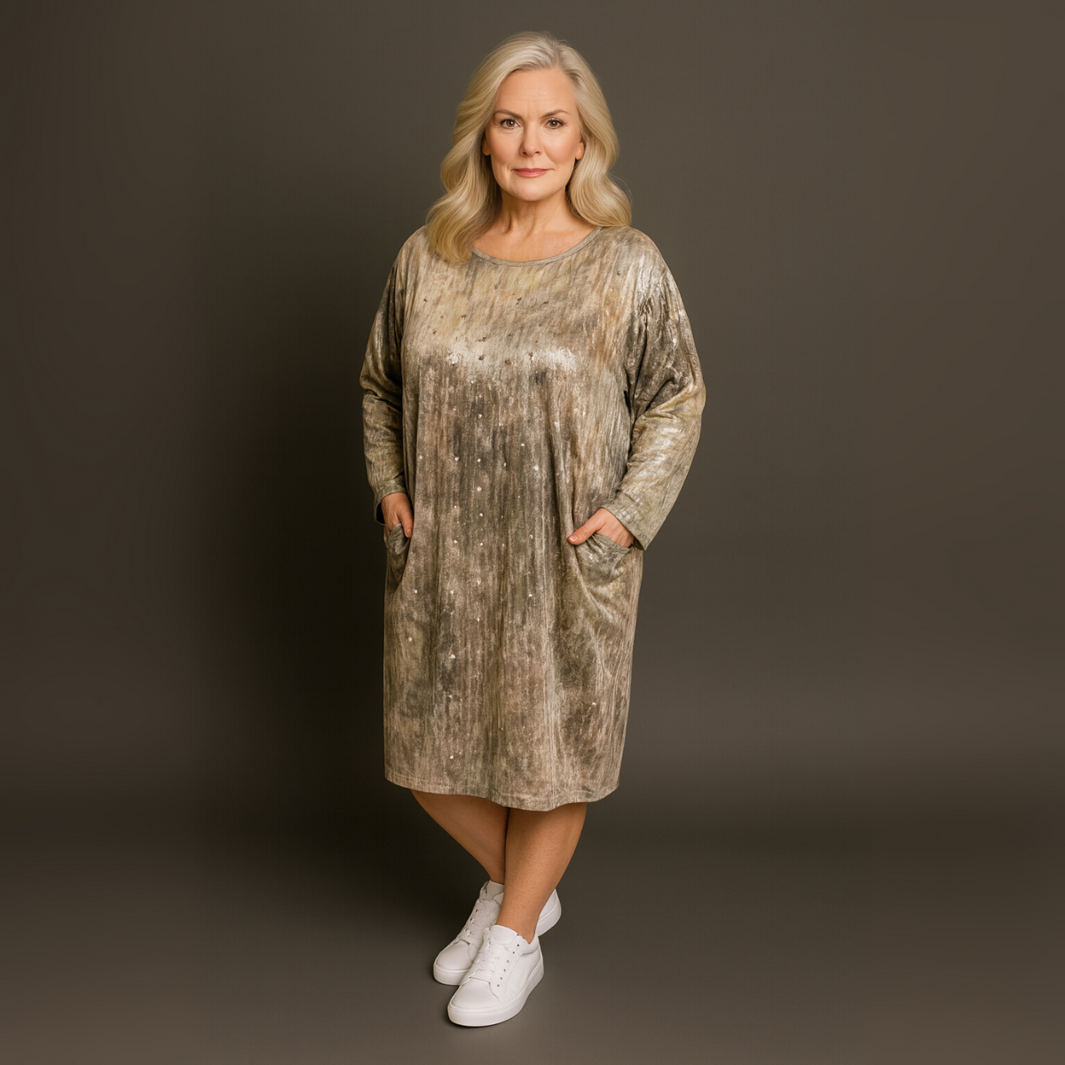 Velvet Loose Fitting Dress with Sequins RockThoseCurves Velvet Loose Fitting Dress with Sequins RockThoseCurves
