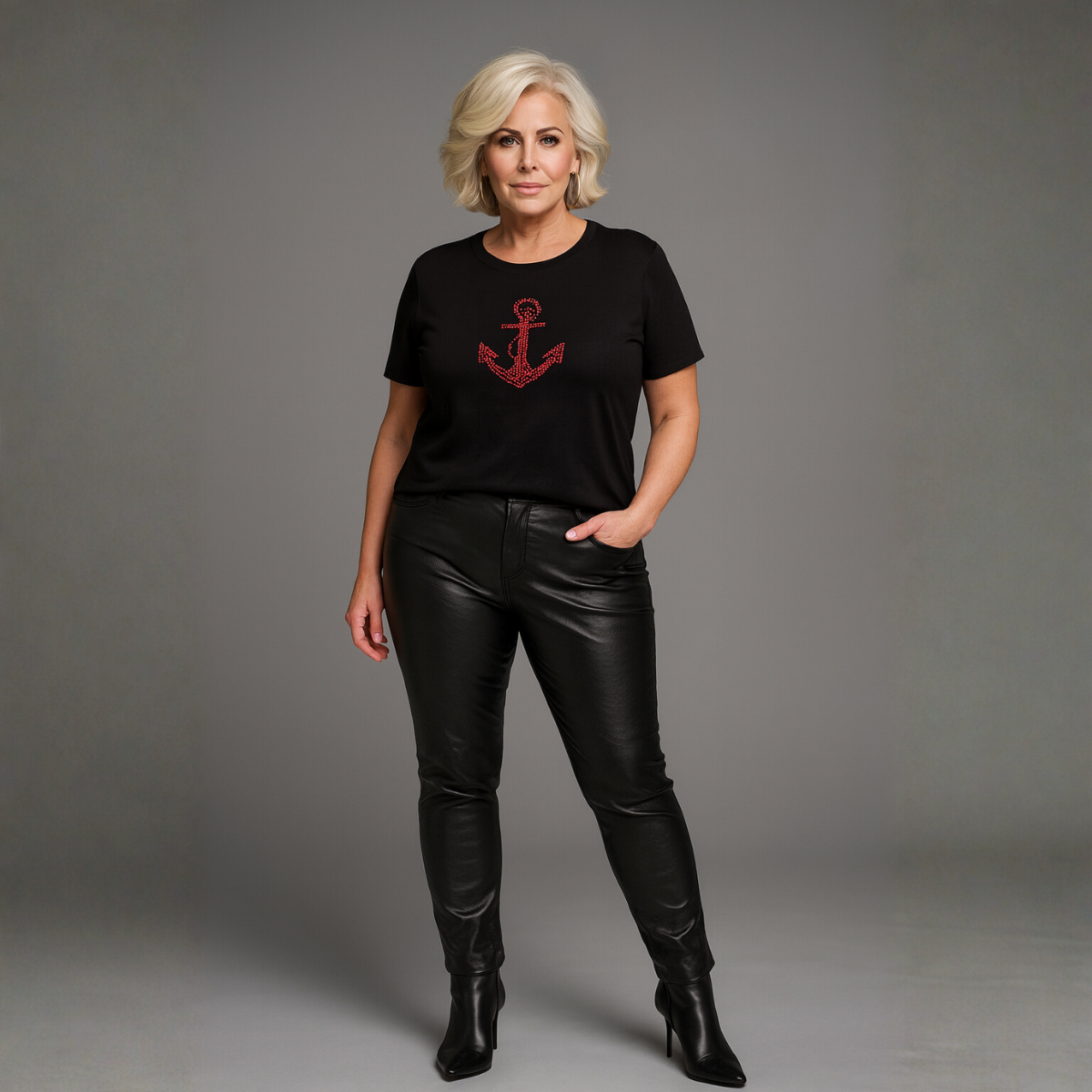 Soft Stretchy Anchor Studded Top