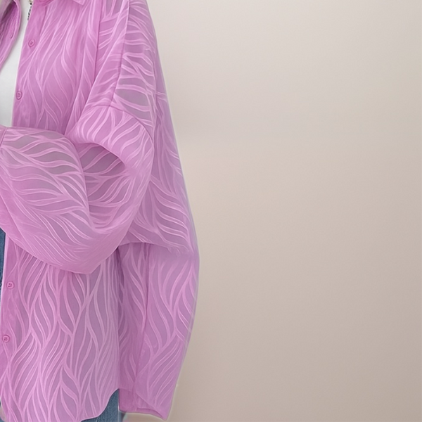 Chiffon Balloon Sleeve Oversized Shirt