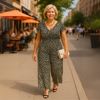 V-Neck elastic waist Jumpsuit with Pockets