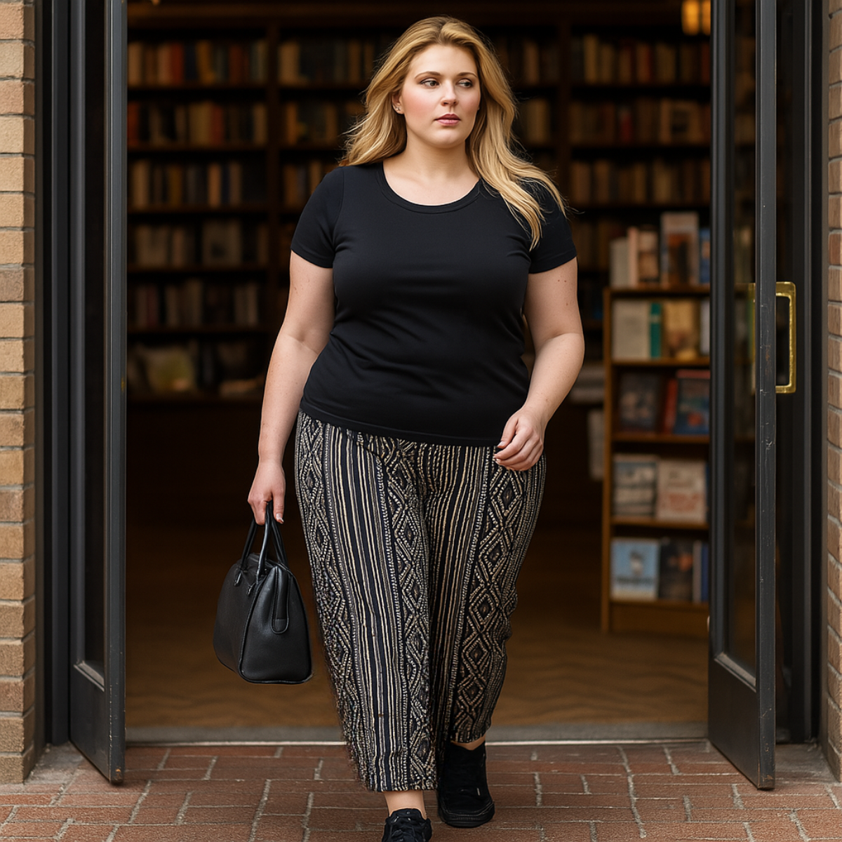 Grey Black Elasticated Waist Trousers