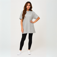 Plain Short Sleeve Long Length Cotton T-Shirt