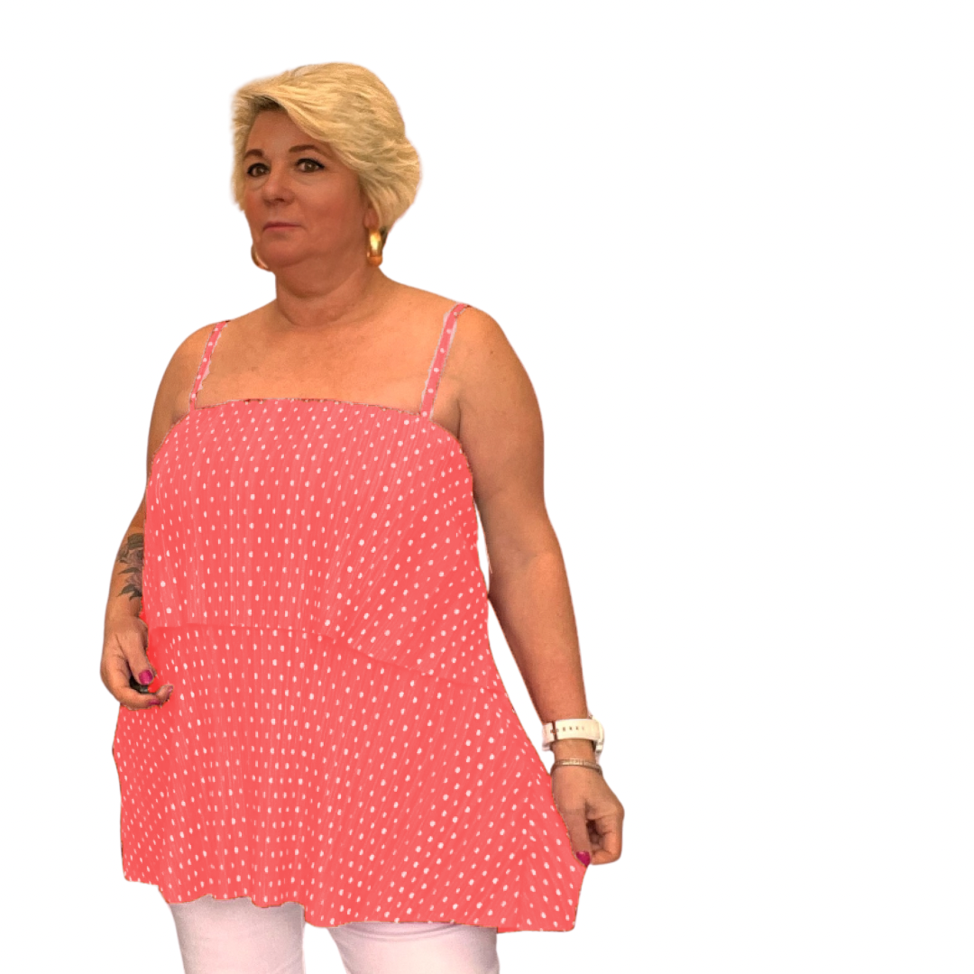 STRAPPY PLEATED LAYERED CAMI TOP BLOUSE